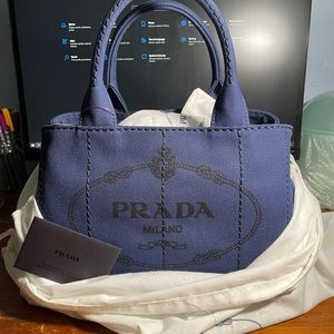 NWT Prada Blue Canapa Bag